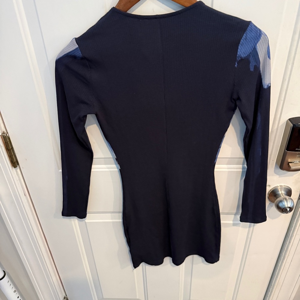 Desigual Navy Blue Floral Mini Dress with Yellow Center - Picture 8 of 8